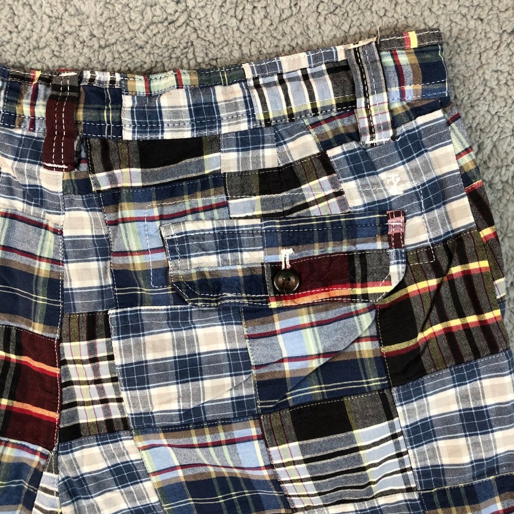 Izod Luxury Sport Mens 34 Patchwork Plaid Shorts Multicolor Preppy Cotton 8 - Picture 7 of 7